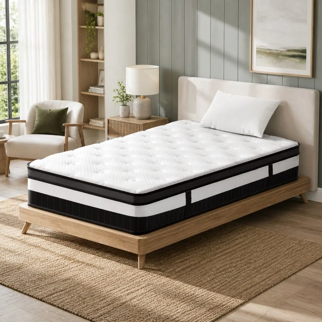 Single Mattress White Euro Top 30cm Medium-Firm Pocket Spring with Pressure Relief