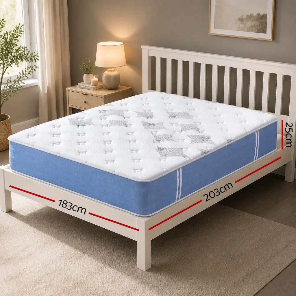 King Size Mattress 25cm Pocket Spring Medium Firm Euro Top Bed Sleep Support