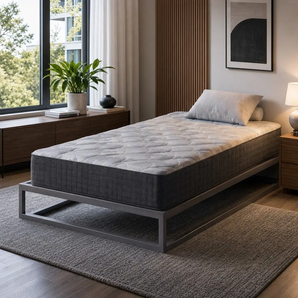 Single Mattress Grey 30cm Firm 5 Zone Pocket Spring Support Breathable Fabric