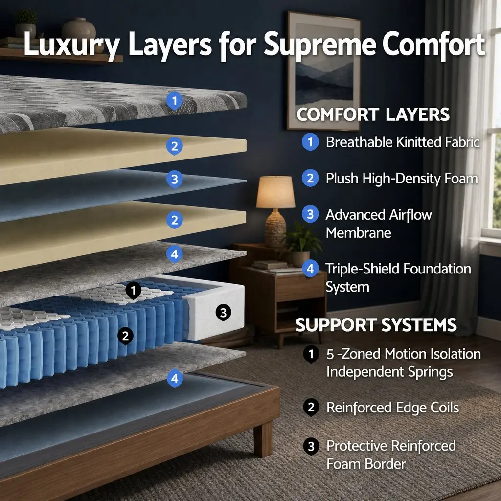 Single Mattress Grey 30cm Firm 5 Zone Pocket Spring Support Breathable Fabric