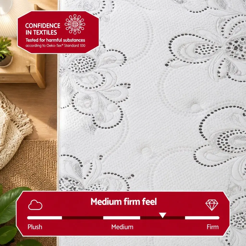 Double Mattress Medium Firm 30cm Pocket Spring Euro Top White
