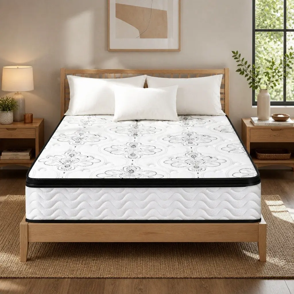King Size Mattress Medium Firm 30cm White Pocket Spring Euro Top
