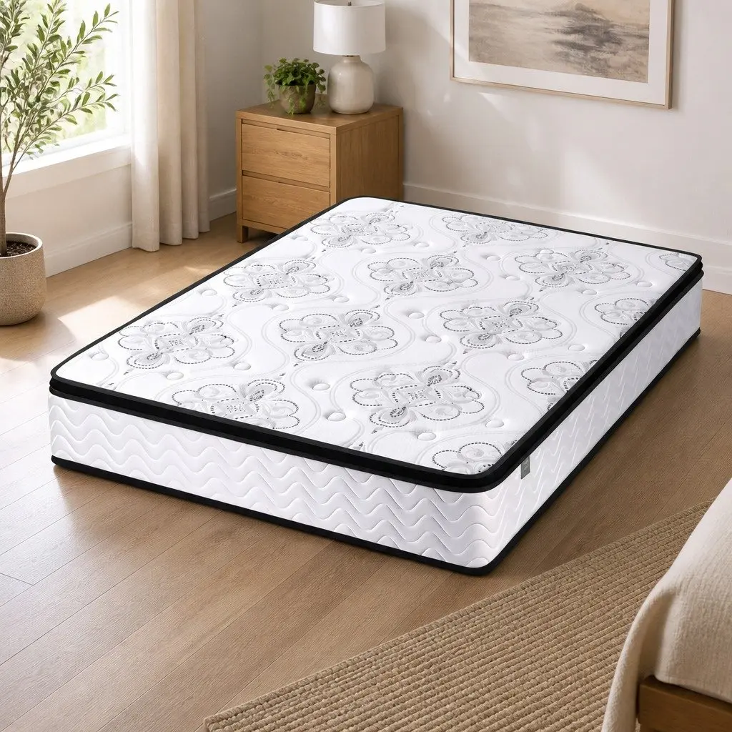 King Size Mattress Medium Firm 30cm White Pocket Spring Euro Top