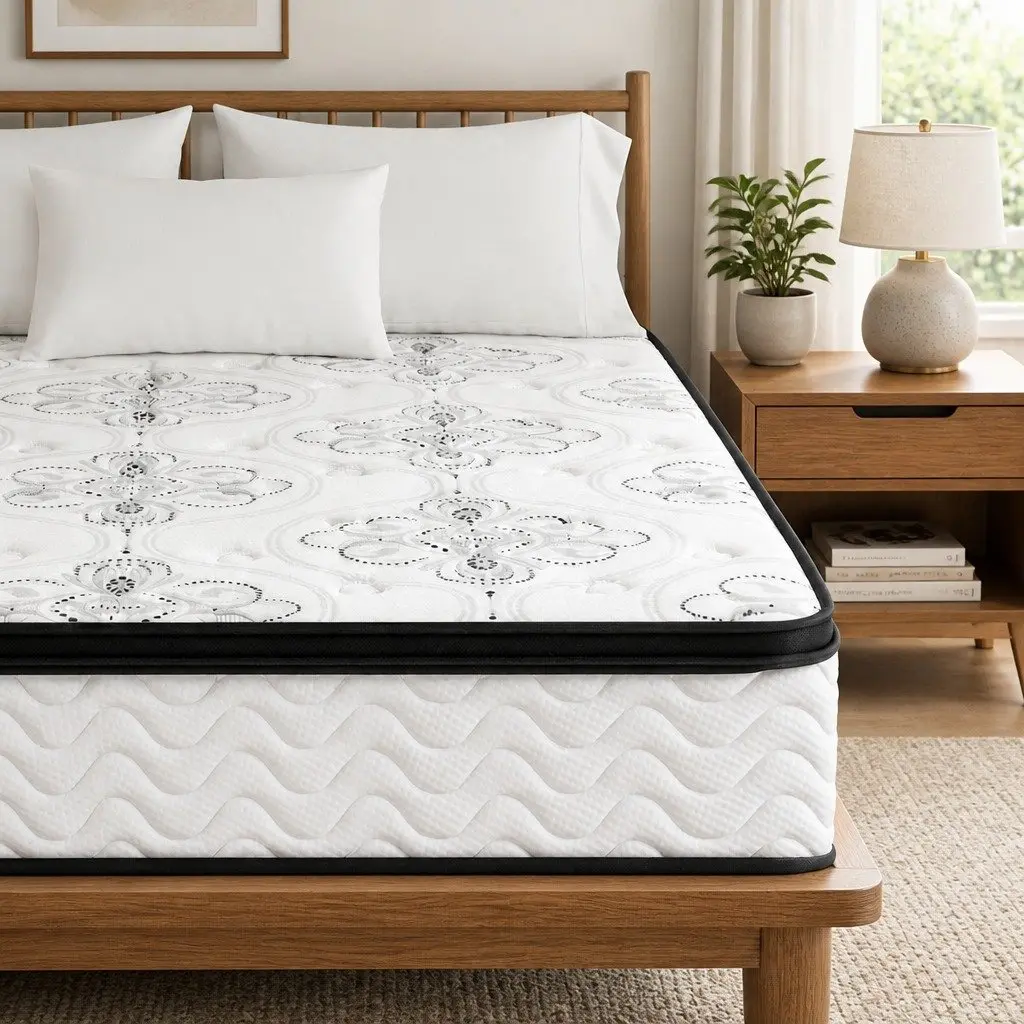 King Size Mattress Medium Firm 30cm White Pocket Spring Euro Top