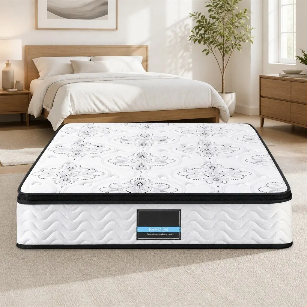 King Size Mattress Medium Firm 30cm White Pocket Spring Euro Top