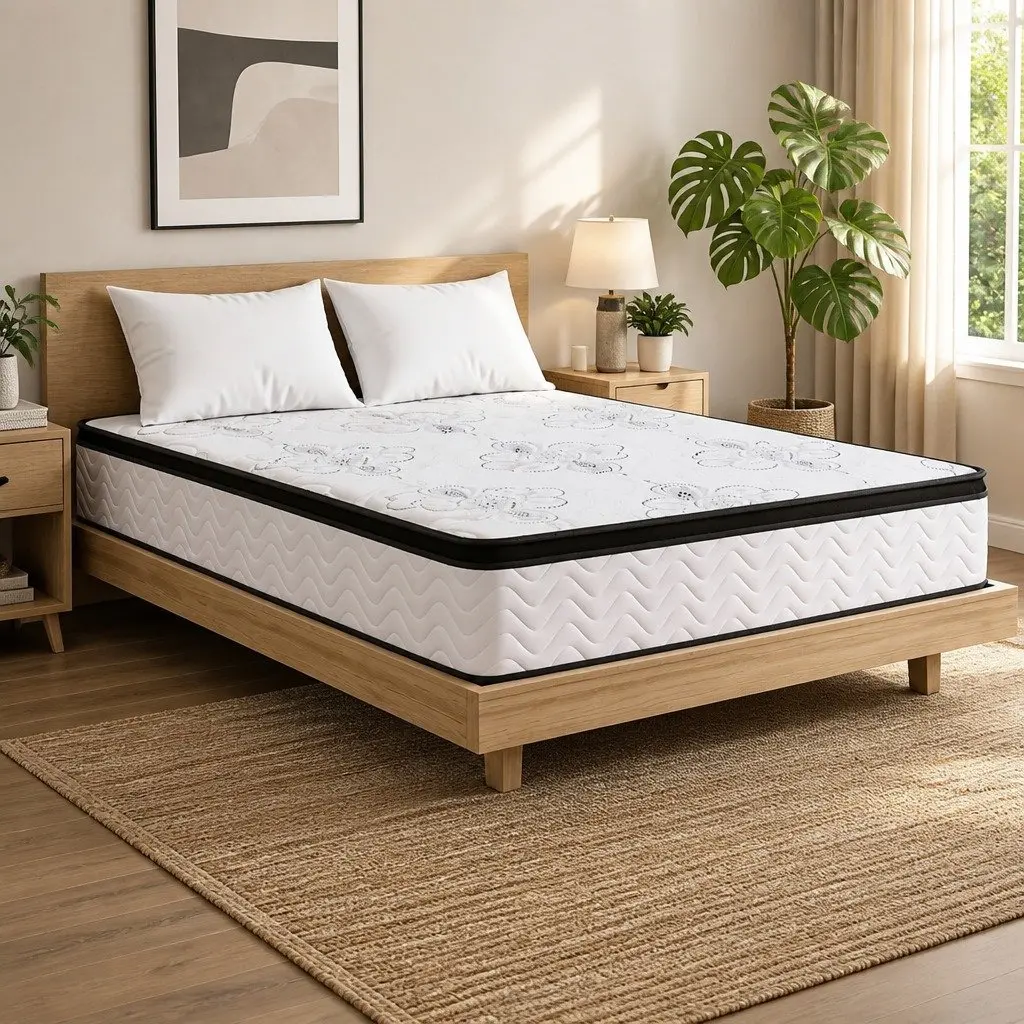 King Size Mattress Medium Firm 30cm White Pocket Spring Euro Top