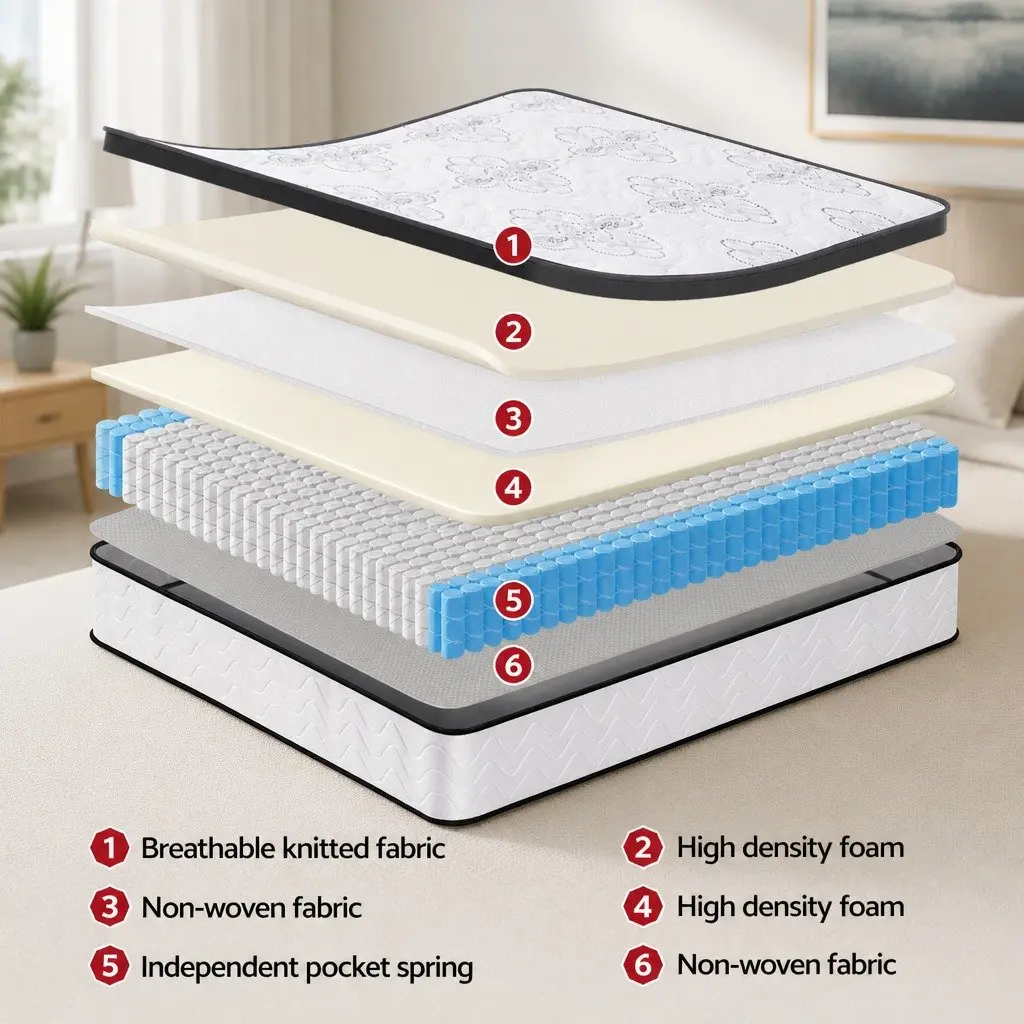 King Size Mattress Medium Firm 30cm White Pocket Spring Euro Top