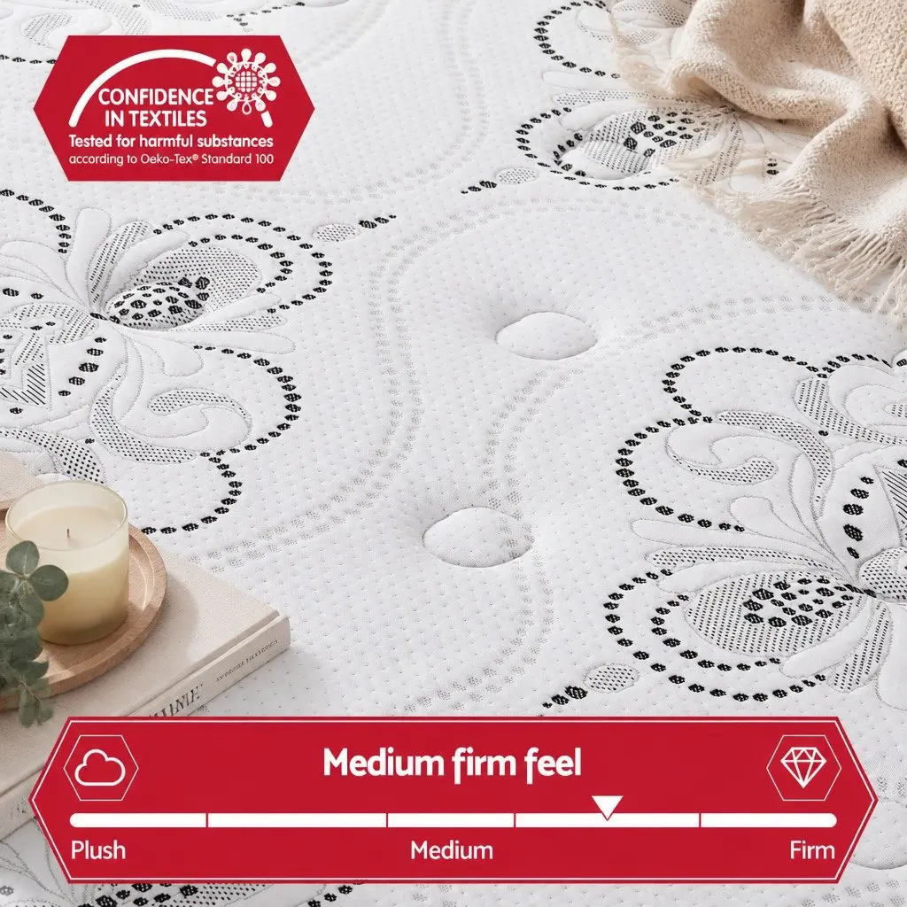King Size Mattress Medium Firm 30cm White Pocket Spring Euro Top