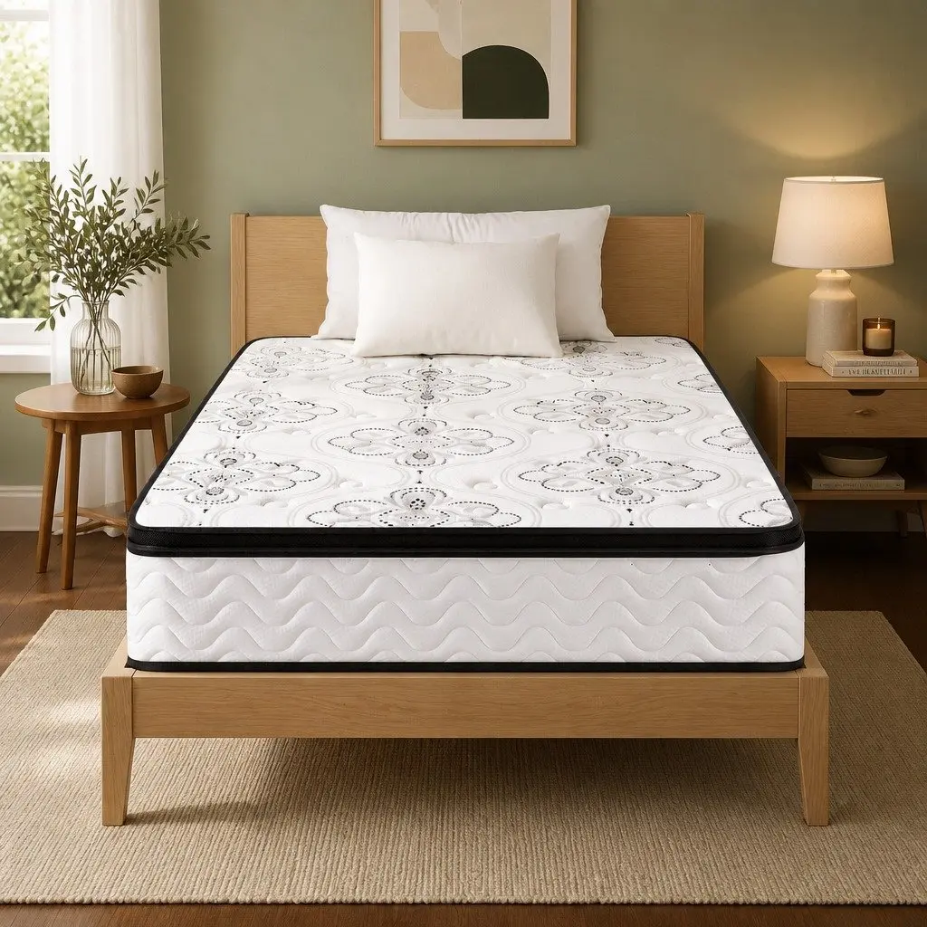 King Single Mattress Pocket Spring Euro Top 30cm Medium Firm White