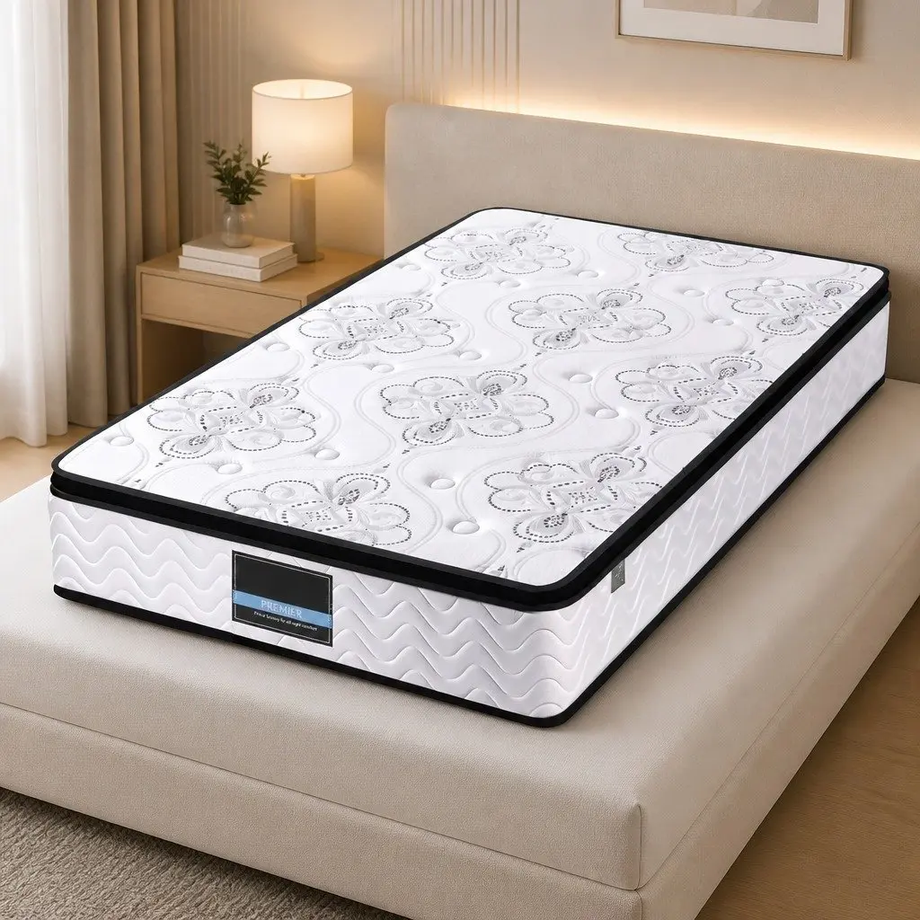 King Single Mattress Pocket Spring Euro Top 30cm Medium Firm White