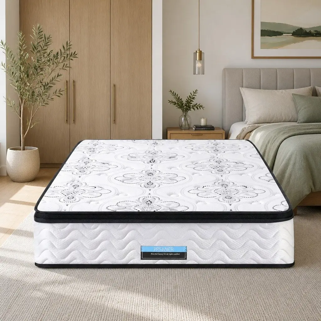 King Single Mattress Pocket Spring Euro Top 30cm Medium Firm White