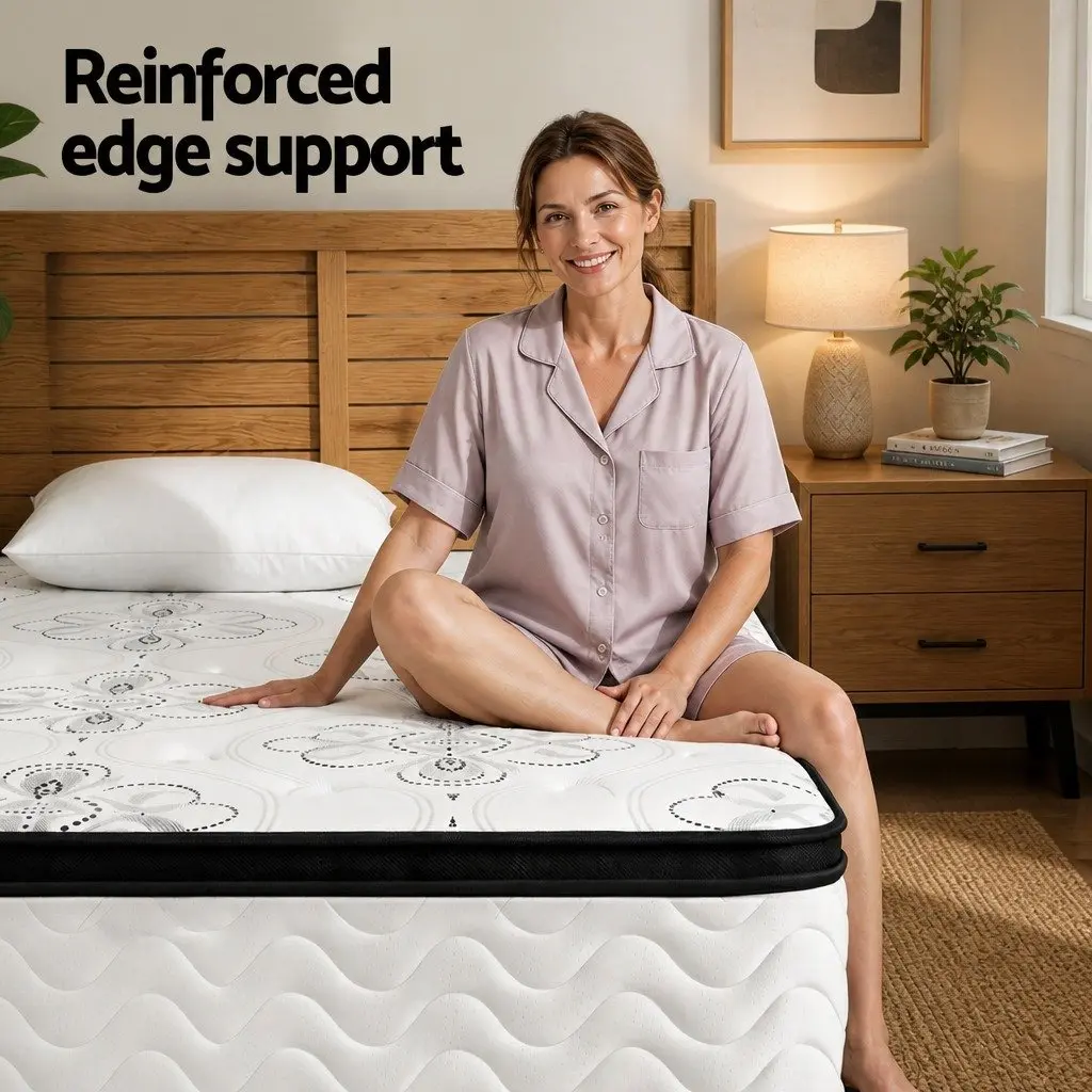 King Single Mattress Pocket Spring Euro Top 30cm Medium Firm White