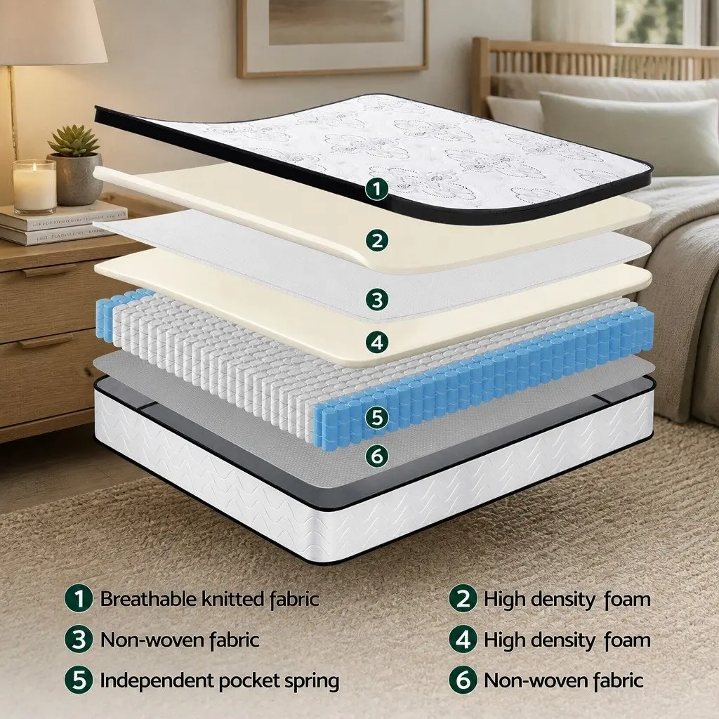 Single Mattress Medium Firm 30cm Pocket Spring Euro Top White
