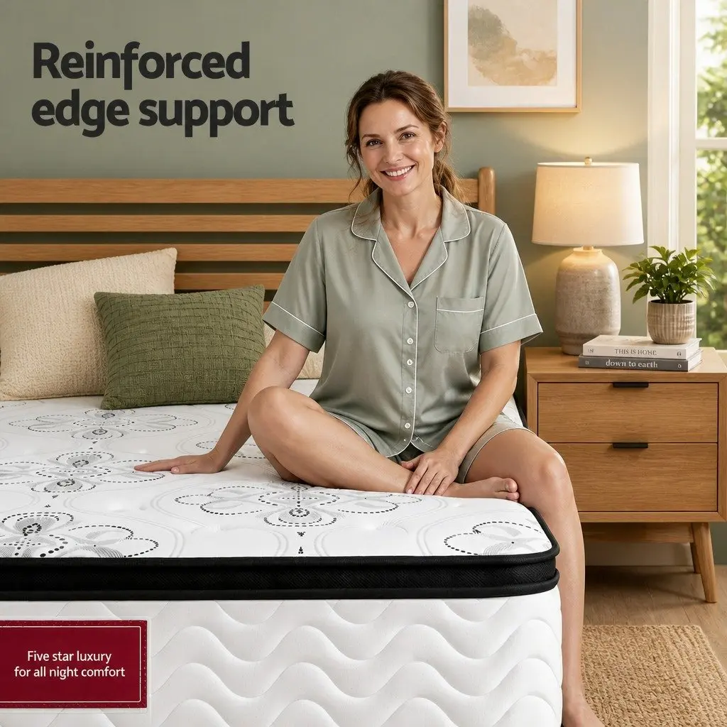 Single Mattress Medium Firm 30cm Pocket Spring Euro Top White