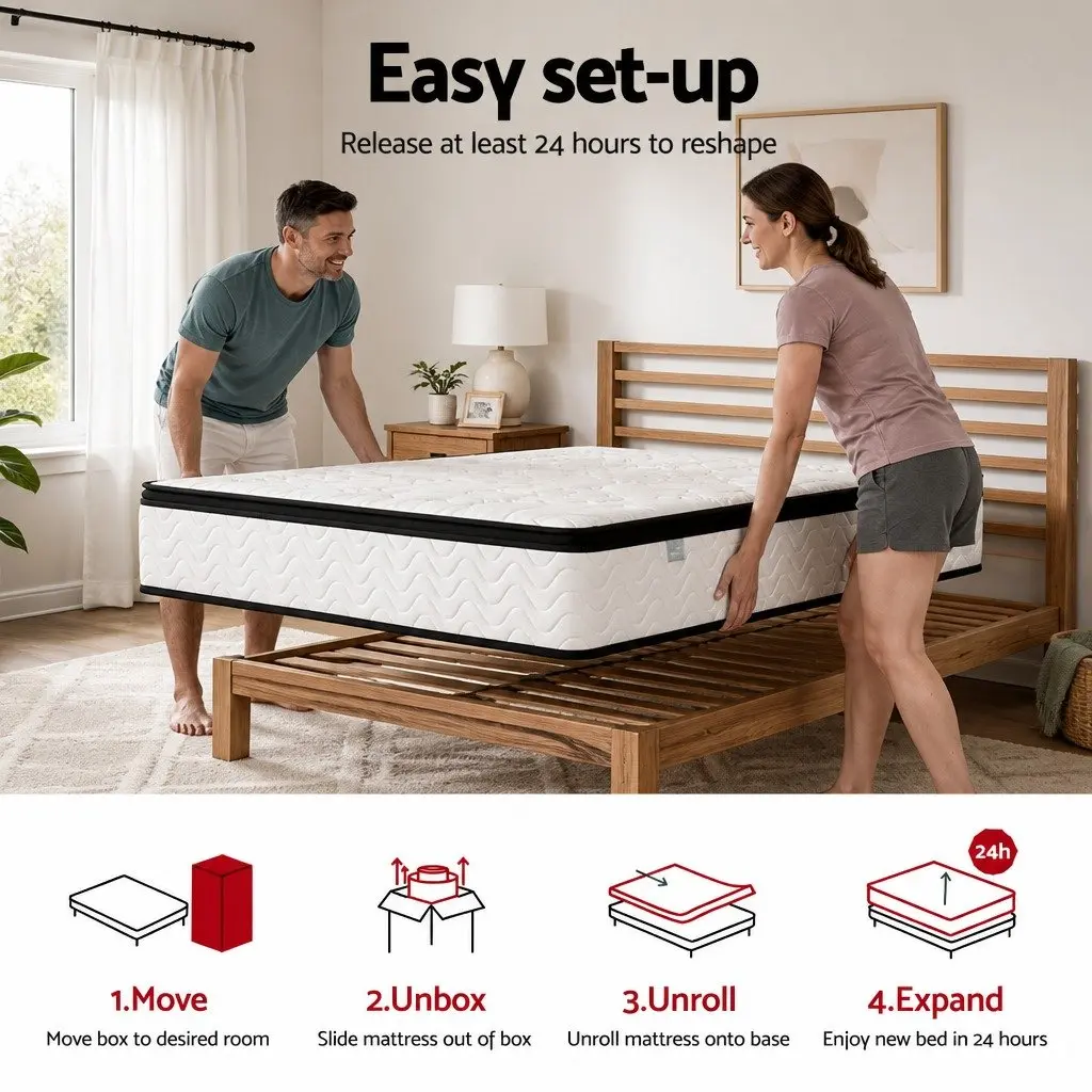Single Mattress Medium Firm 30cm Pocket Spring Euro Top White