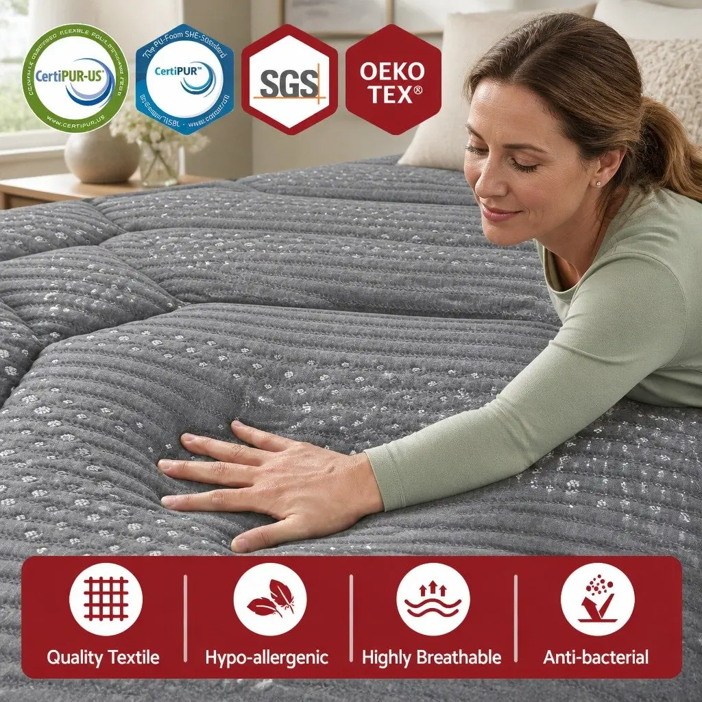 King Size Mattress 35cm Hybrid Pocket Spring Euro Top Mattress Grey