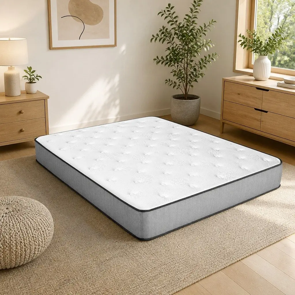 Double Mattress Extra Firm Support 23cm Tight Top Hypoallergenic Grey White