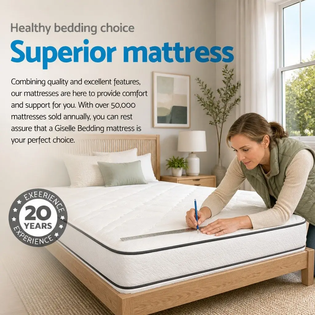 Queen Mattress 24cm Tight Top Ultra Firm Support Pocket Spring Grey Bedding