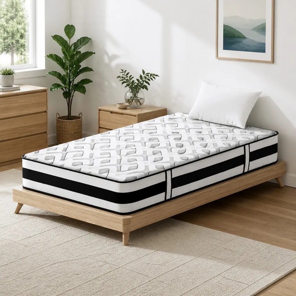 Single Mattress Ultra Firm 24cm Grey Tight Top Pocket Spring Support Sleep