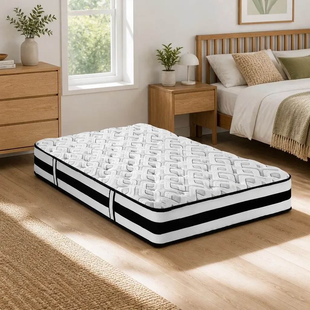 Single Mattress Ultra Firm 24cm Grey Tight Top Pocket Spring Support Sleep