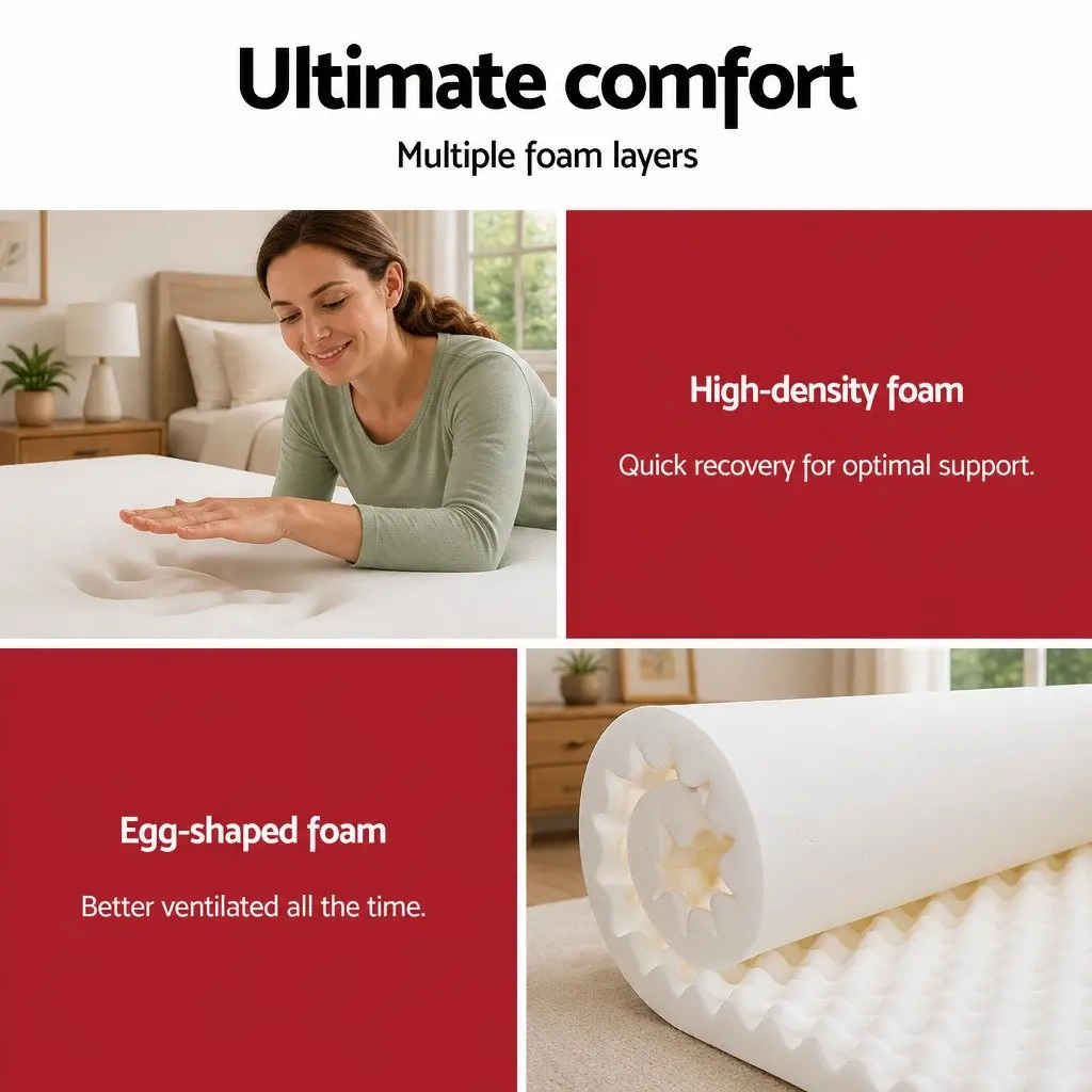 Double Mattress Ultra Firm 28cm Pocket Spring Bedroom Sleep Support Black Grey White