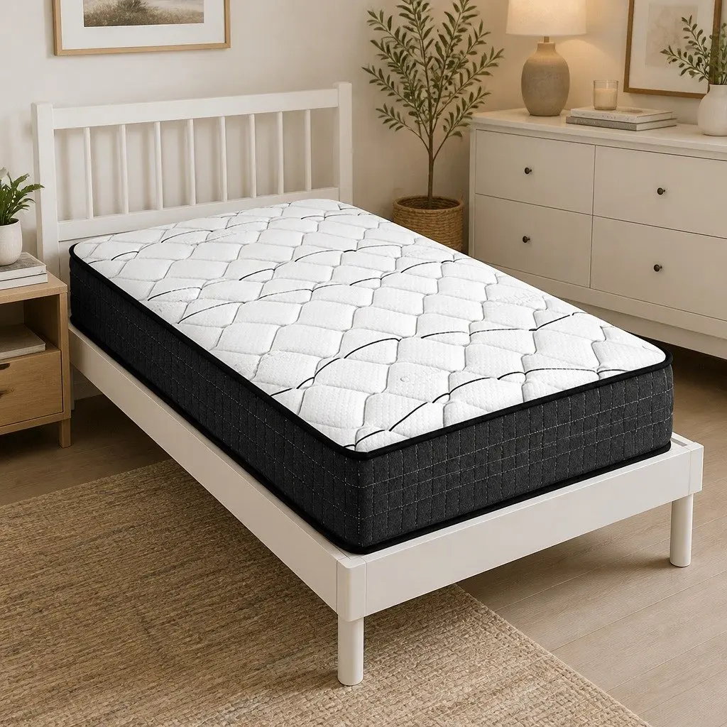 King Single Mattress Medium Firm 16cm Bonnell Spring Foam White