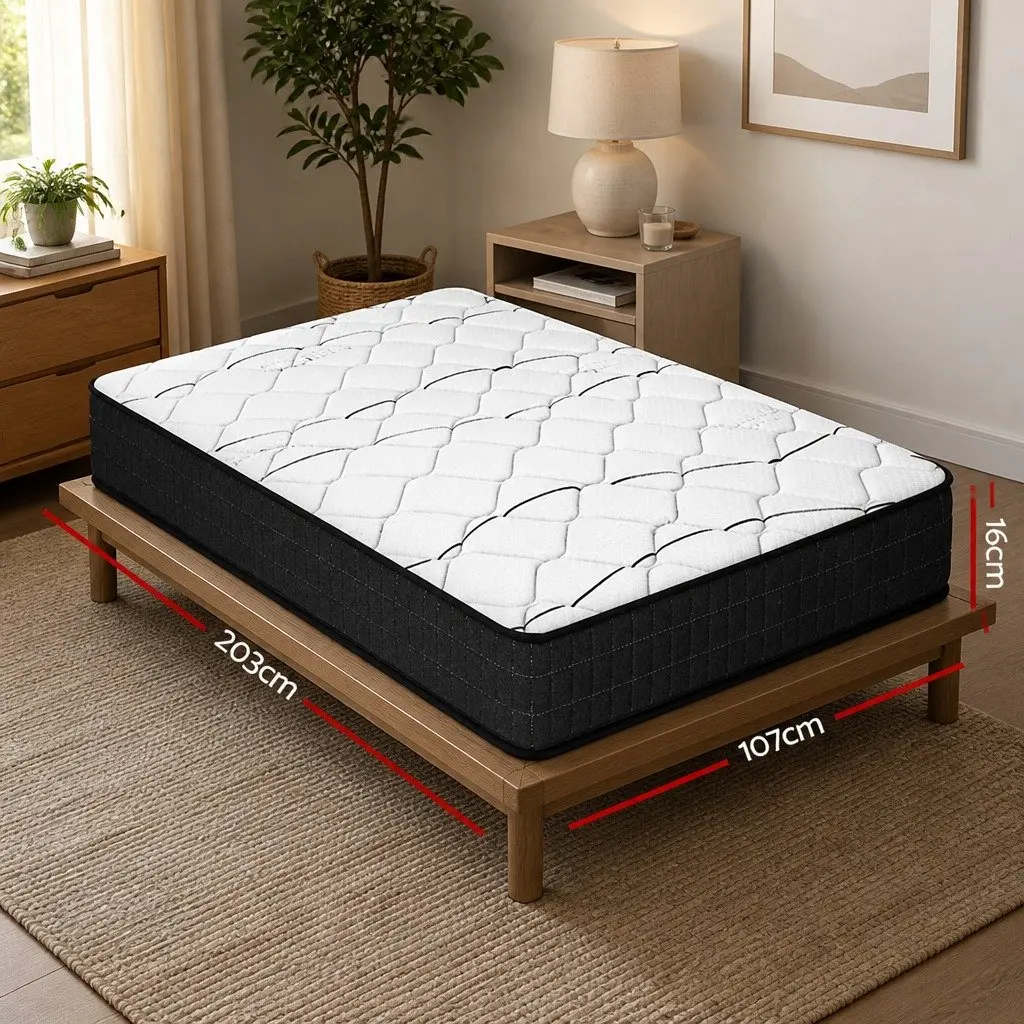 King Single Mattress Medium Firm 16cm Bonnell Spring Foam White