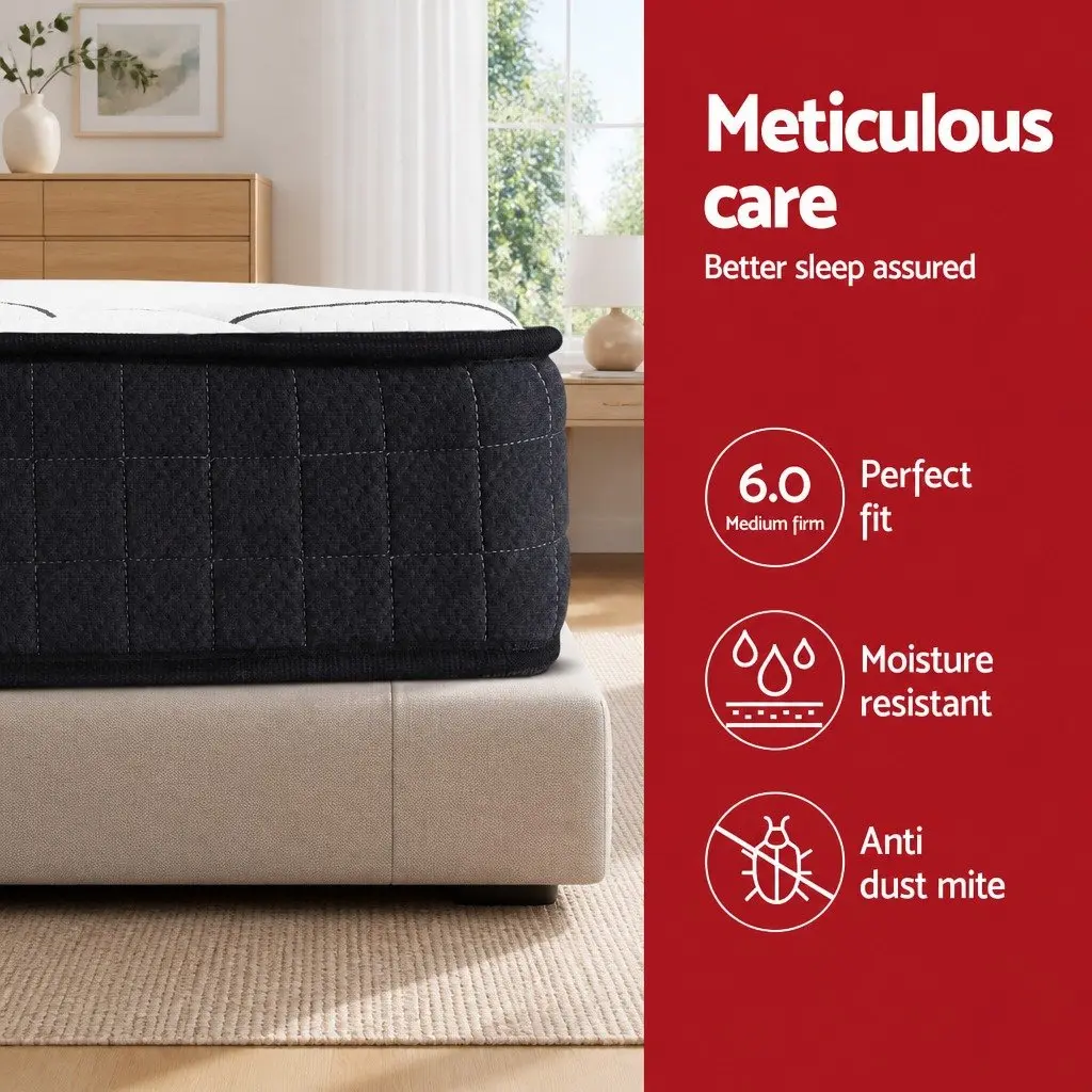 King Single Mattress Medium Firm 16cm Bonnell Spring Foam White