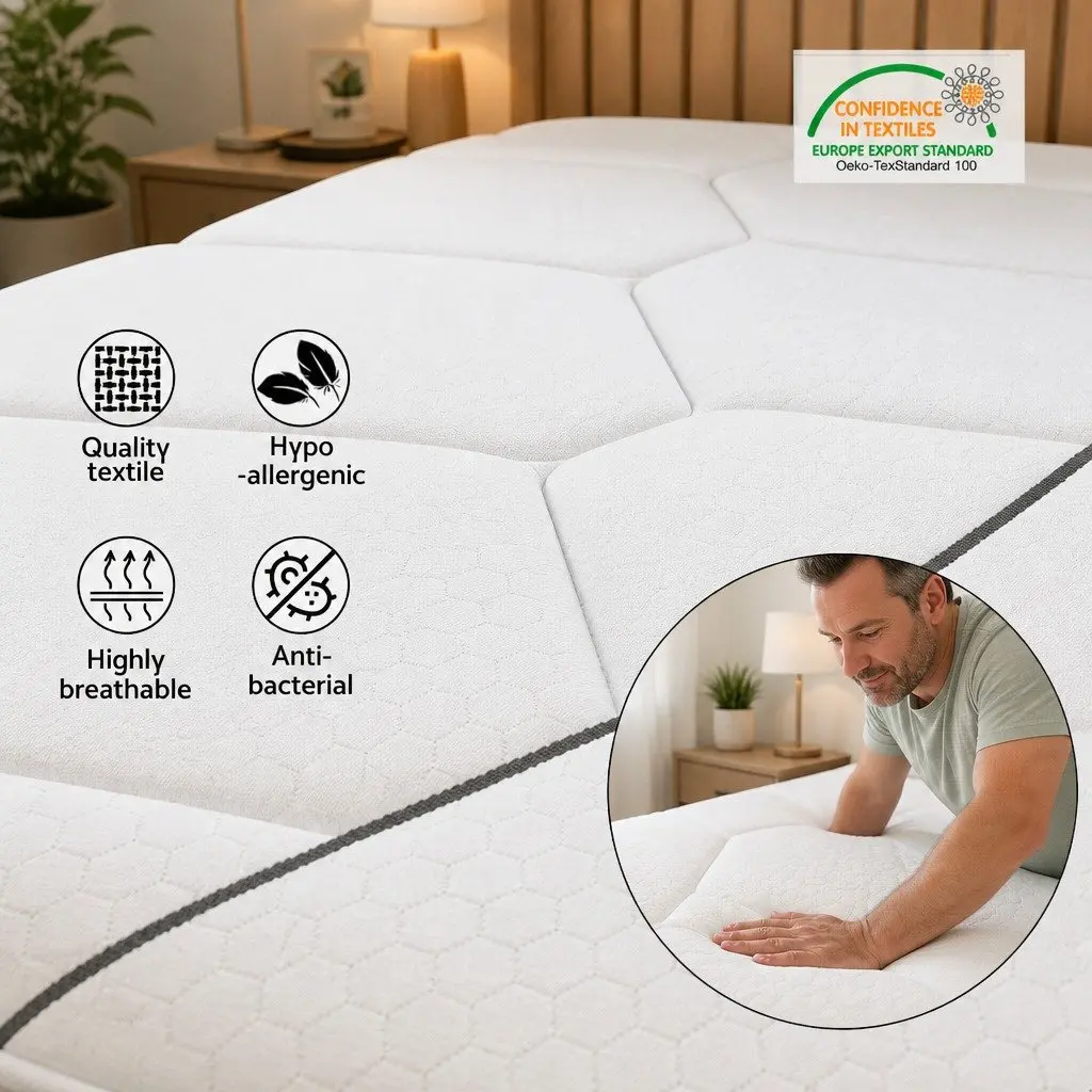 King Single Mattress Medium Firm 16cm Bonnell Spring Foam White