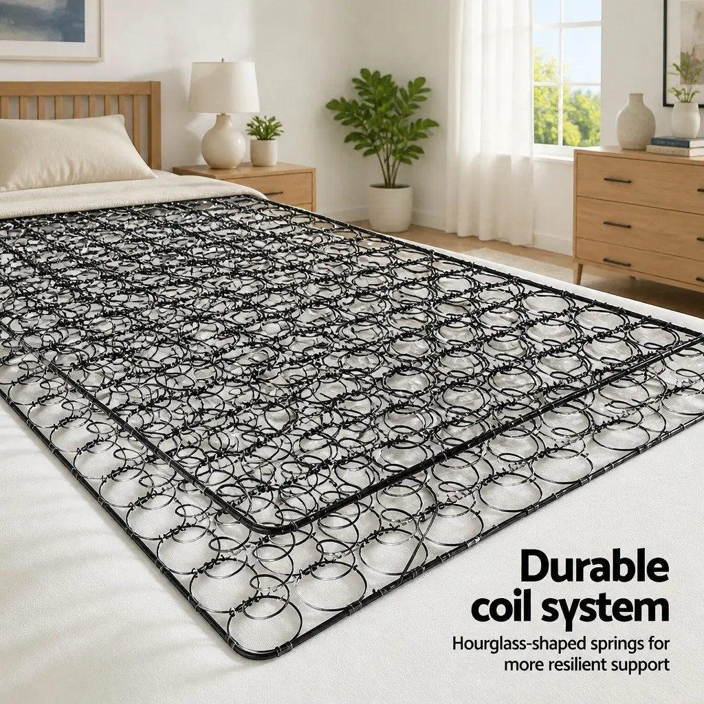King Single Mattress Medium Firm 16cm Bonnell Spring Foam White