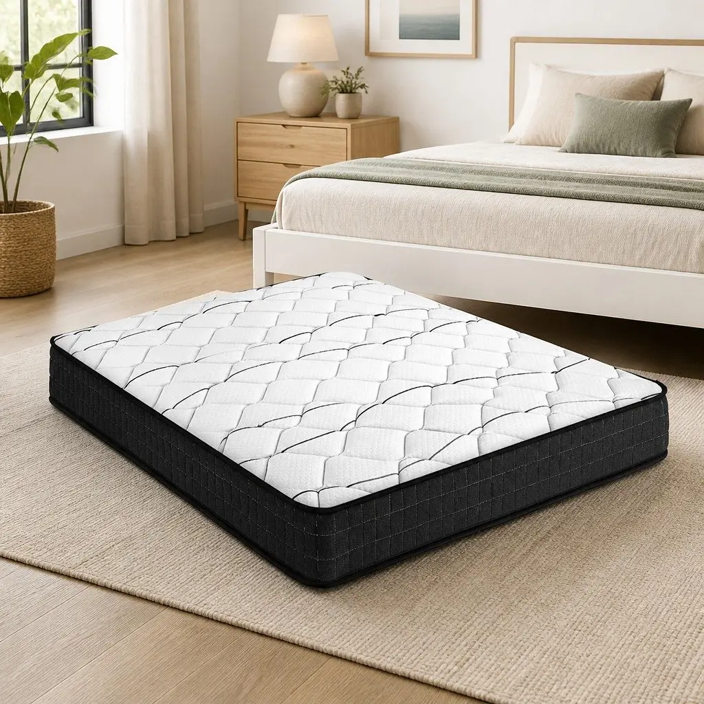 Queen Mattress 16cm Medium Firm Bonnell Spring Bed Sleep Support White