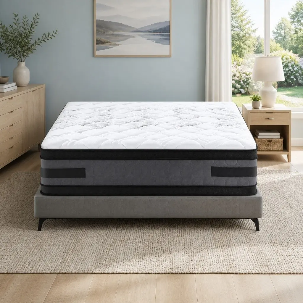 King Size Mattress Double-Sided Flippable 36cm Thick Cool Gel Memory Foam White Black Dark Grey