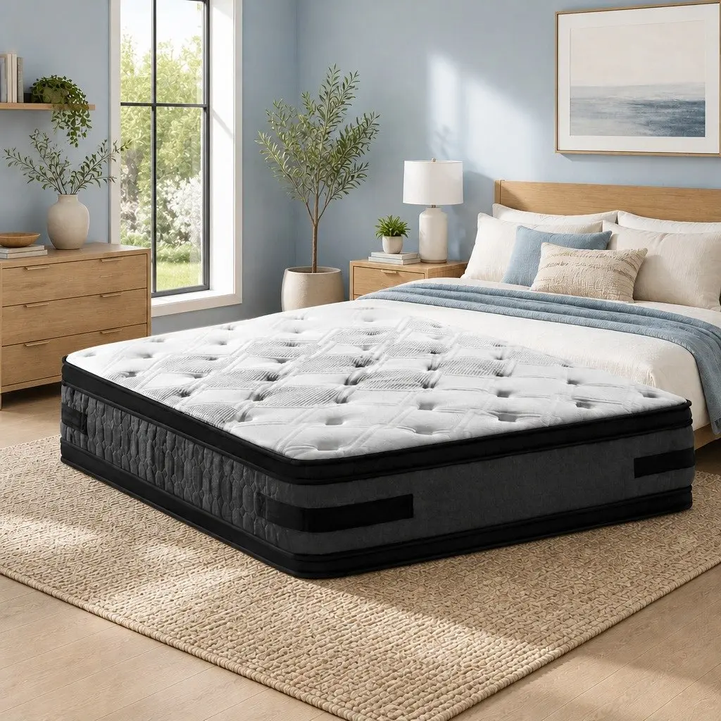 King Size Mattress Double-Sided Flippable 36cm Thick Cool Gel Memory Foam White Black Dark Grey