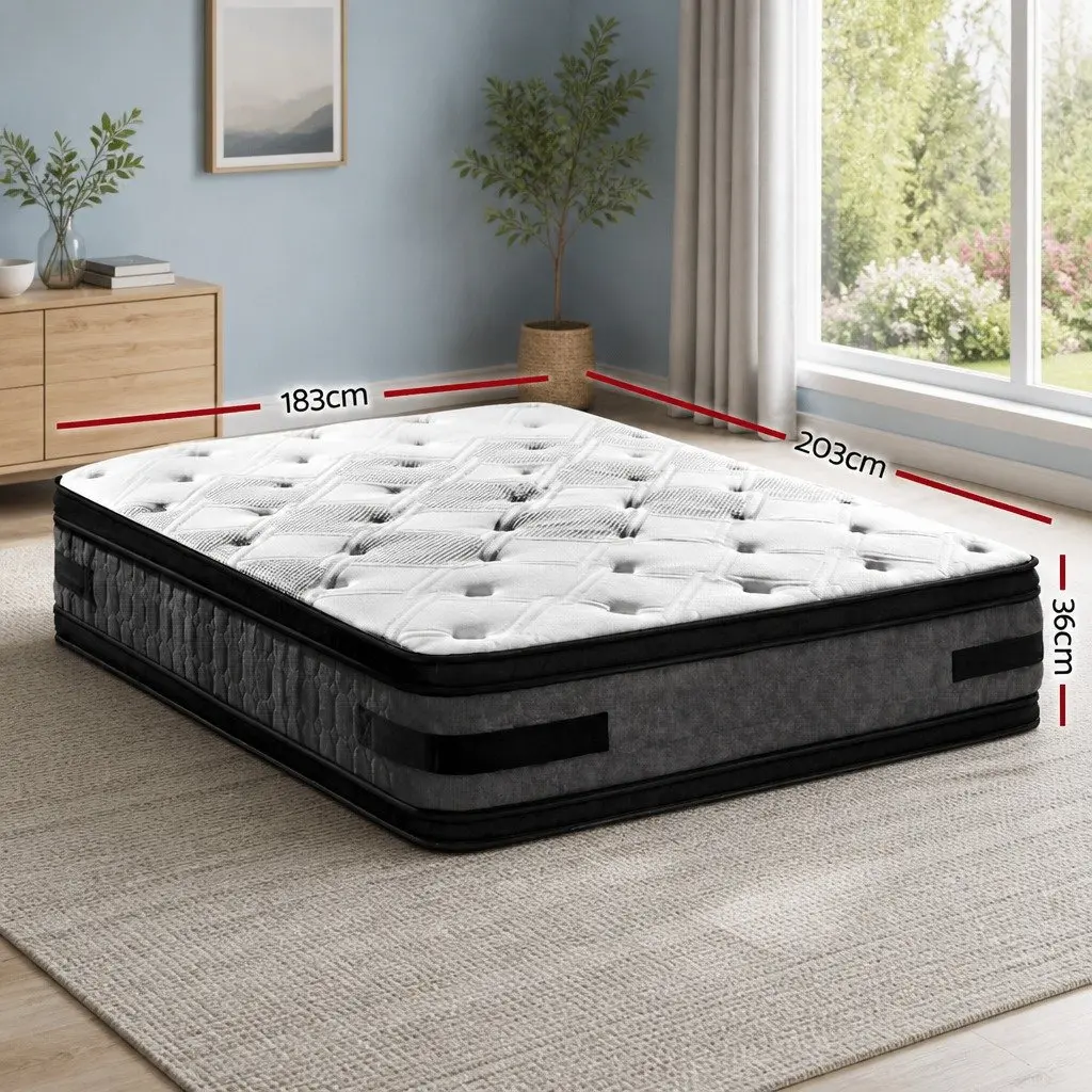 King Size Mattress Double-Sided Flippable 36cm Thick Cool Gel Memory Foam White Black Dark Grey