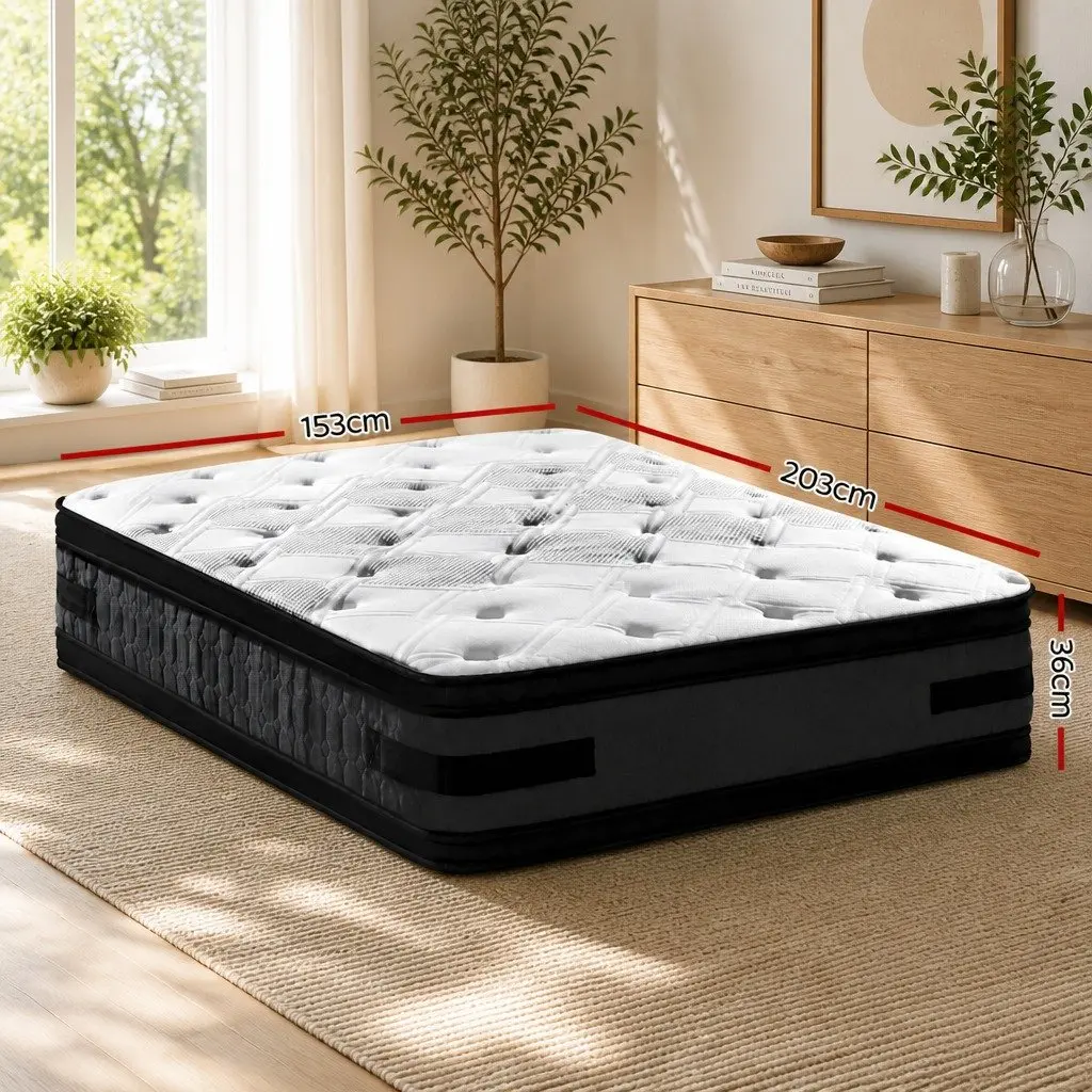 Queen Mattress Cool Gel Memory Foam 36cm Thick Double-Sided Flippable Bed White Black Dark Grey