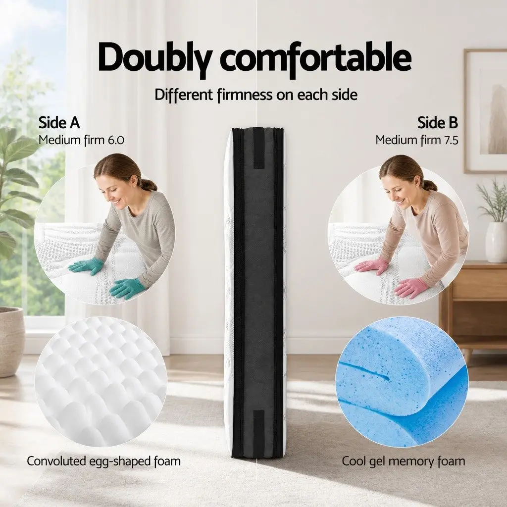 Single Mattress Cool Gel Memory Foam 36cm Flippable White