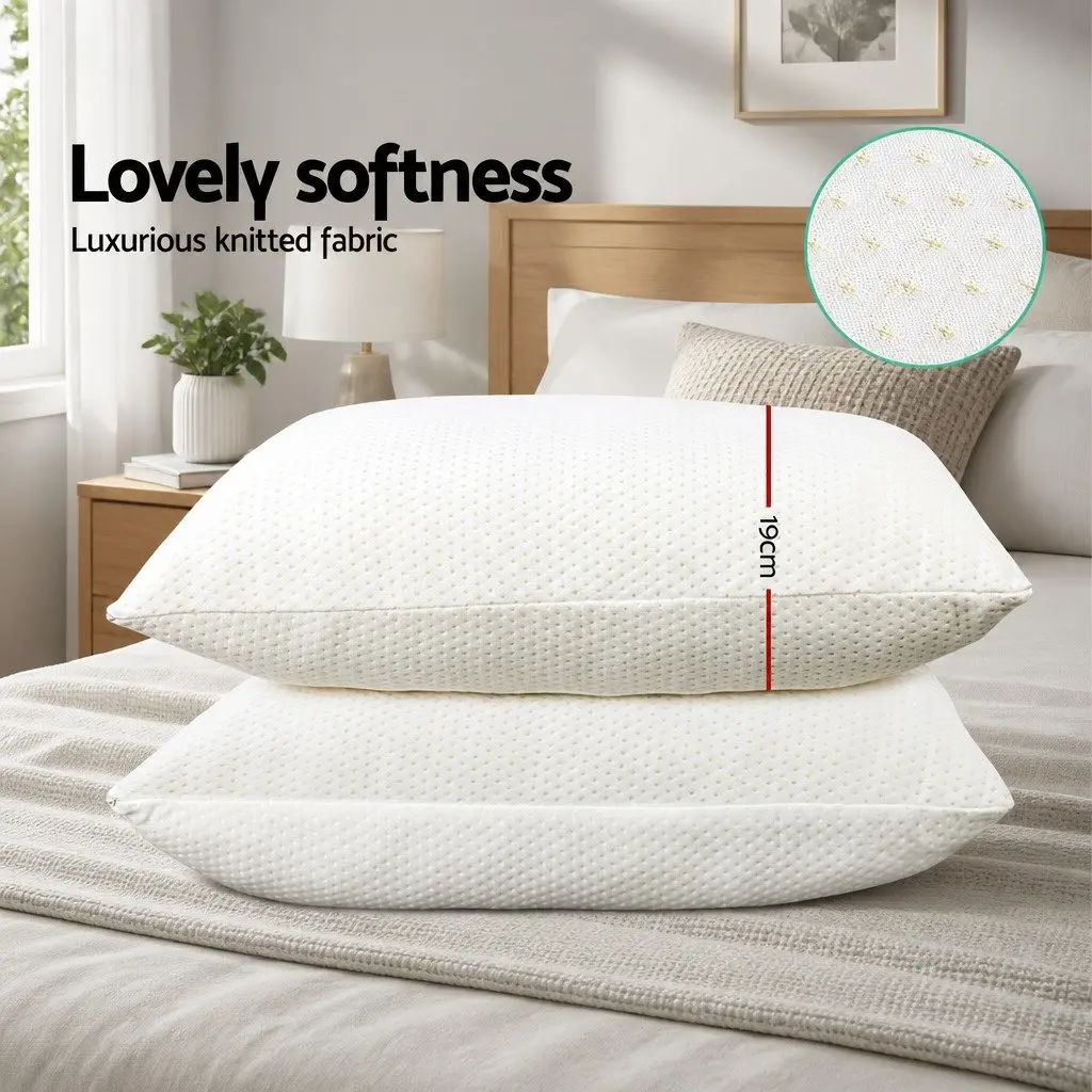 Memory Foam Pillow Neck Support 19cm Thick White Contour Sleeping Pair