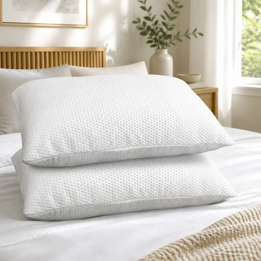Memory Foam Pillow Neck Support 19cm Thick White Contour Sleeping Pair