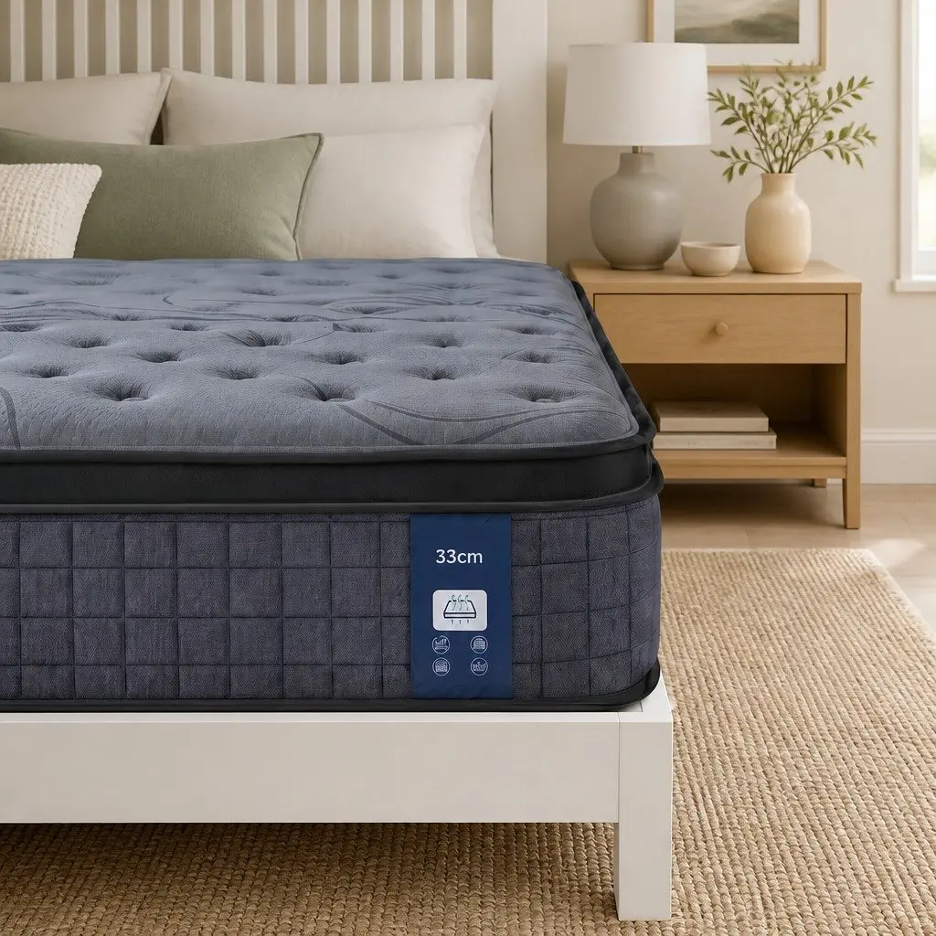 Double Mattress 33cm 7-Zone Pocket Spring Extra Firm Grey