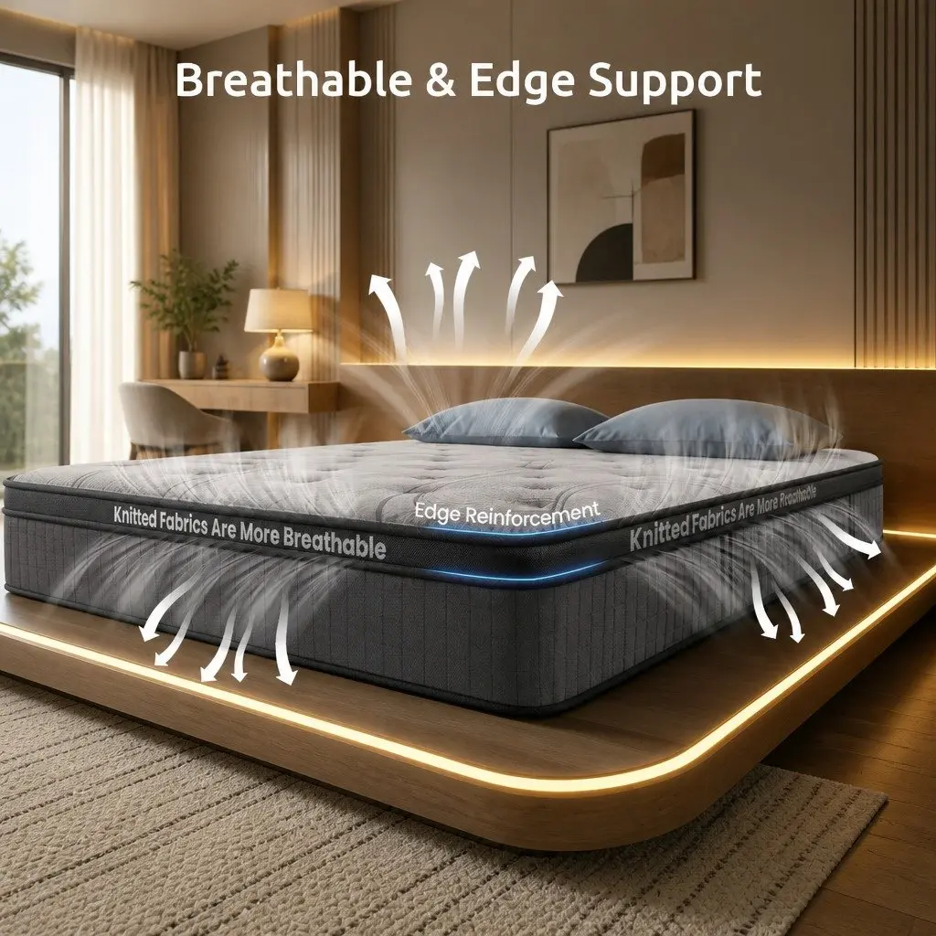 Queen Mattress Extra Firm Support 33cm 7-Zone Pocket Spring Dual-Row Edge Grey or Black