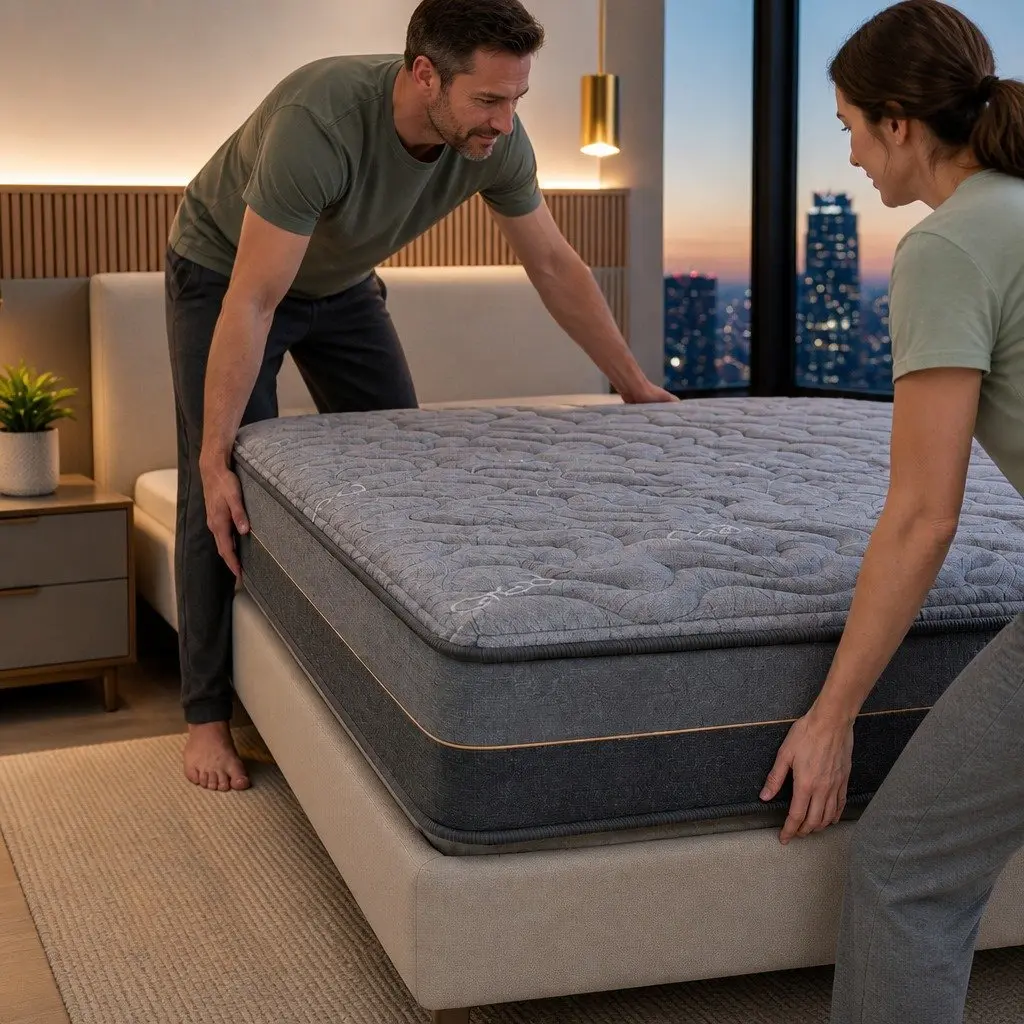 King Size Mattress Hybrid Pocket Spring 25cm Egg Crate Foam Bamboo Charcoal Grey Black