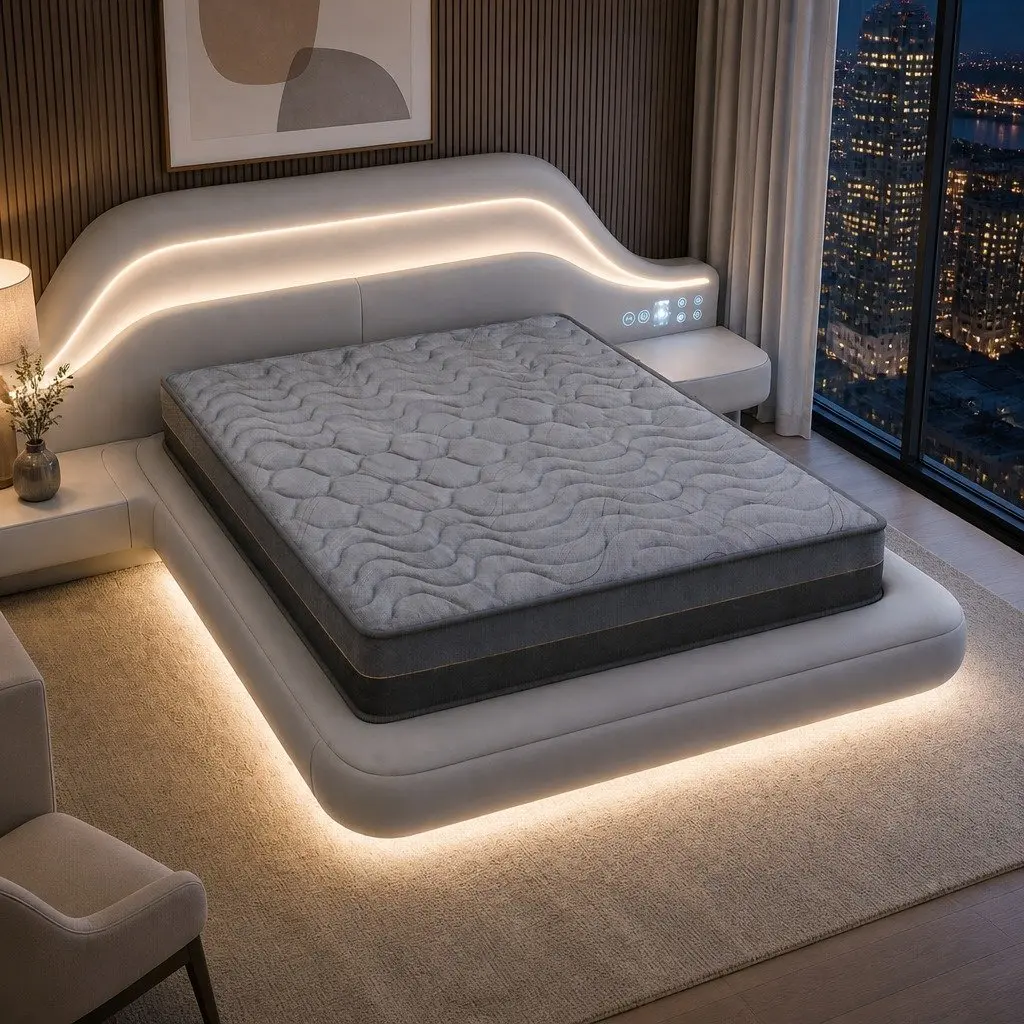 King Size Mattress Hybrid Pocket Spring 25cm Egg Crate Foam Bamboo Charcoal Grey Black