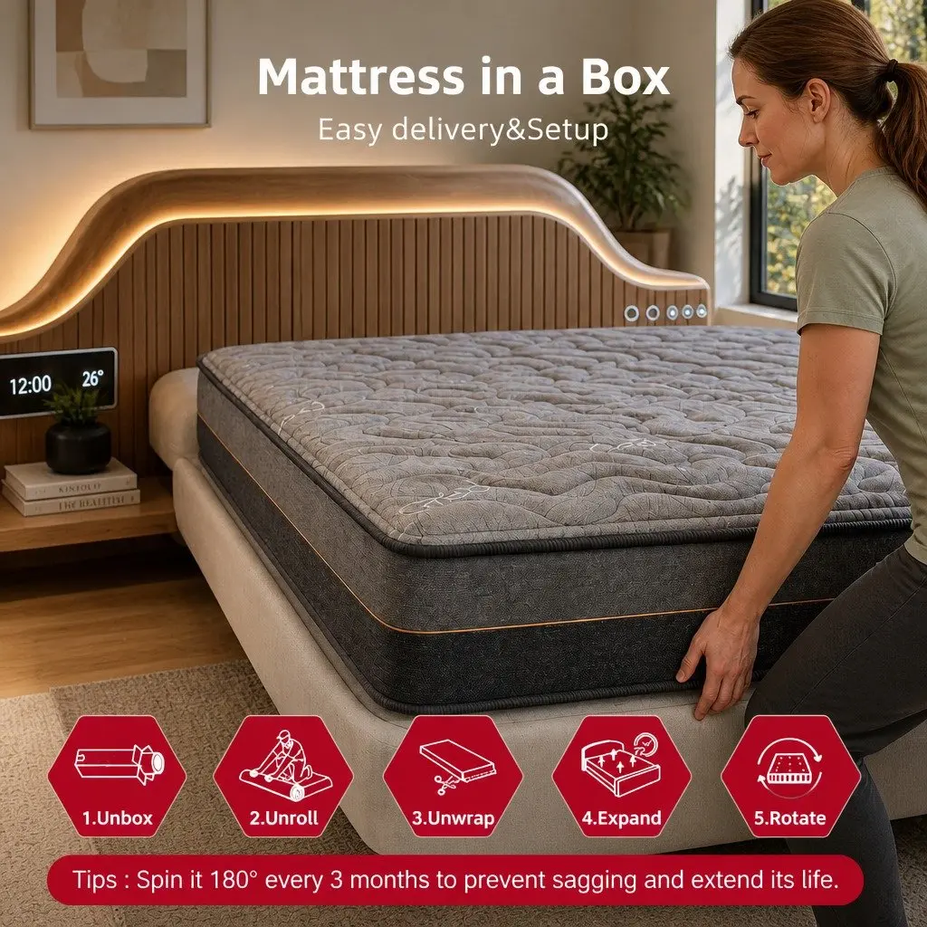 King Single Mattress 25cm Hybrid Pocket Spring Egg Crate Foam Bamboo Charcoal