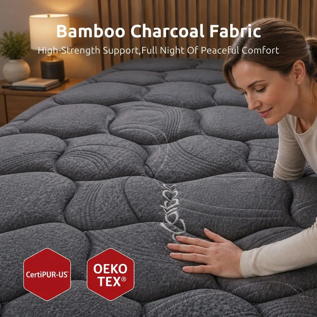 King Single Mattress 25cm Hybrid Pocket Spring Egg Crate Foam Bamboo Charcoal