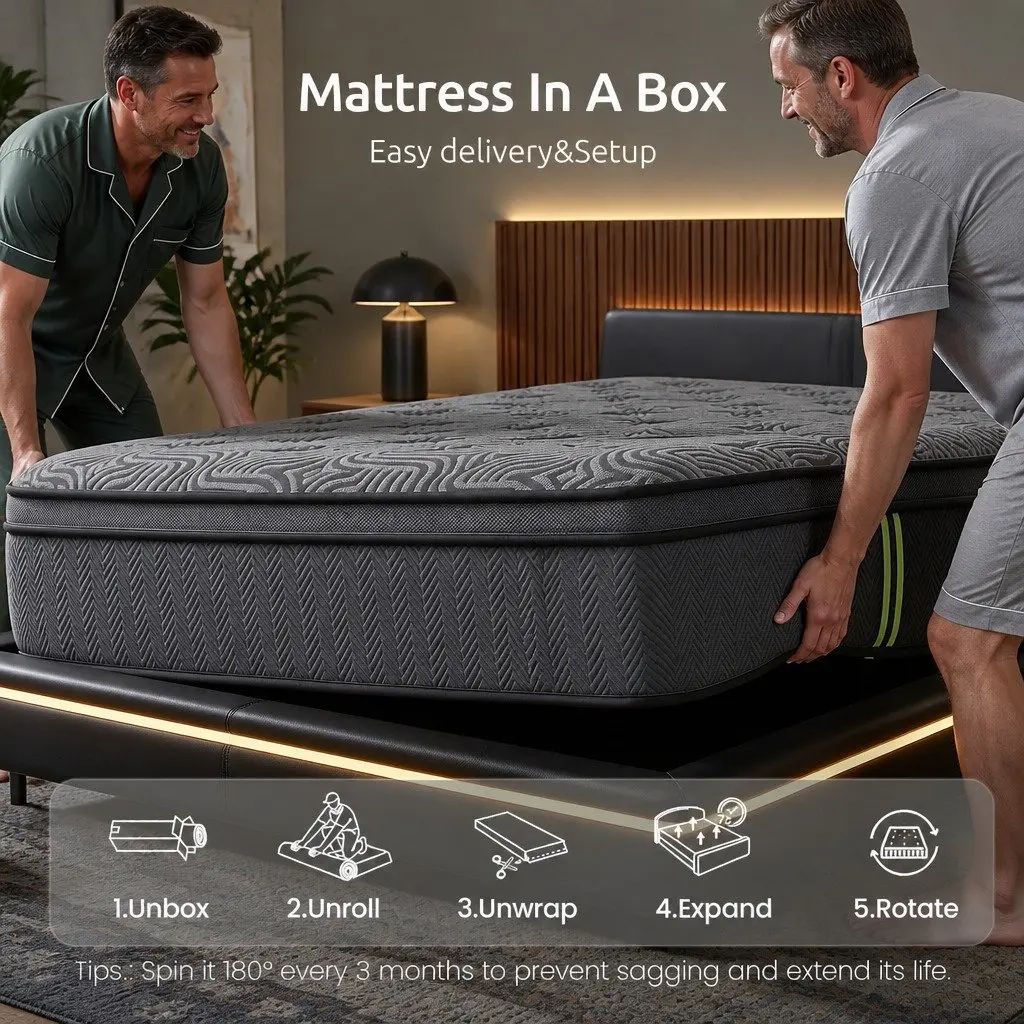 Queen Mattress 34cm Hybrid Pocket Spring Gel Memory Foam 5-Zone Support Bed