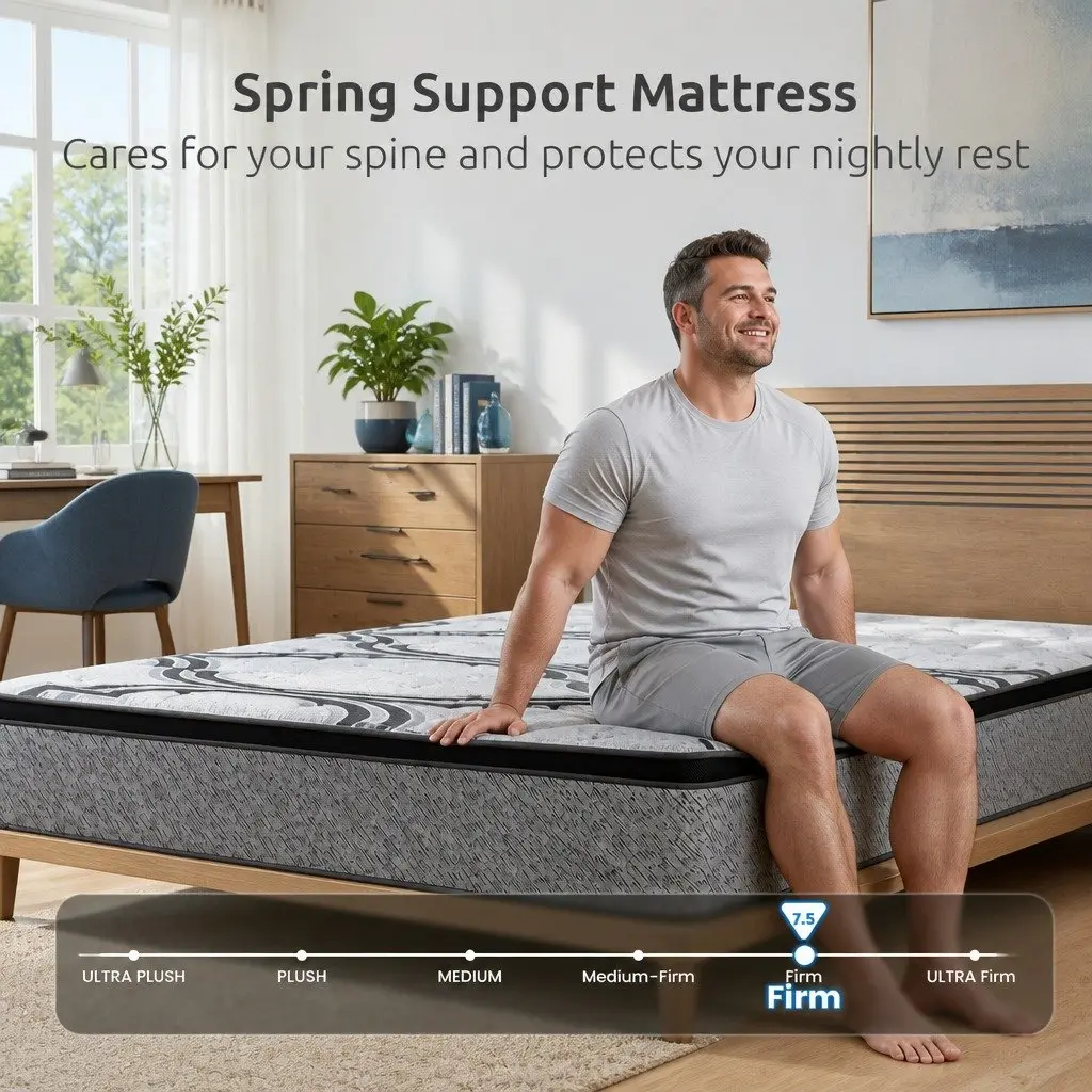 Double Mattress Firm Support 34cm Grey 5-Zone Pocket Spring Latex Memory Foam