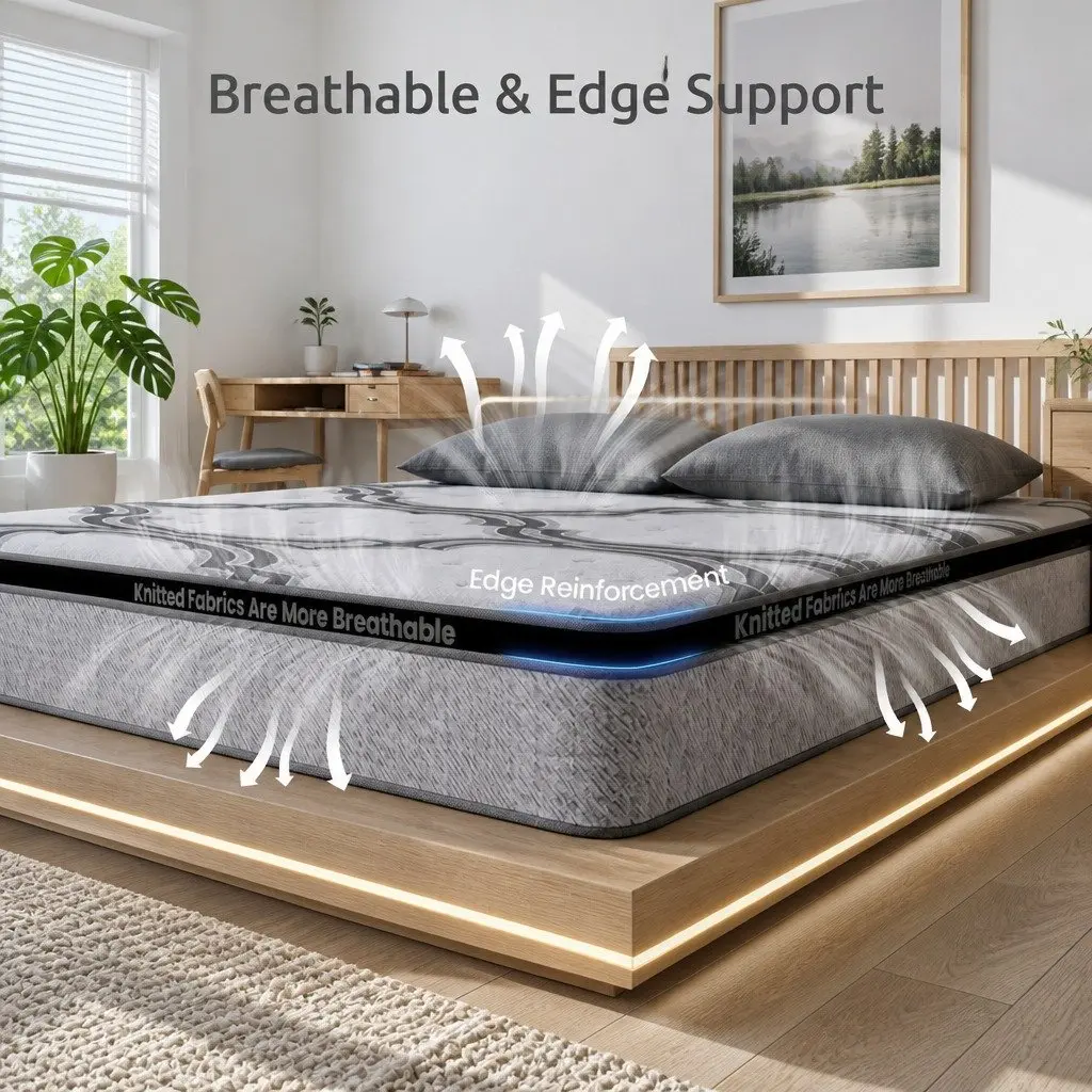 Double Mattress Firm Support 34cm Grey 5-Zone Pocket Spring Latex Memory Foam