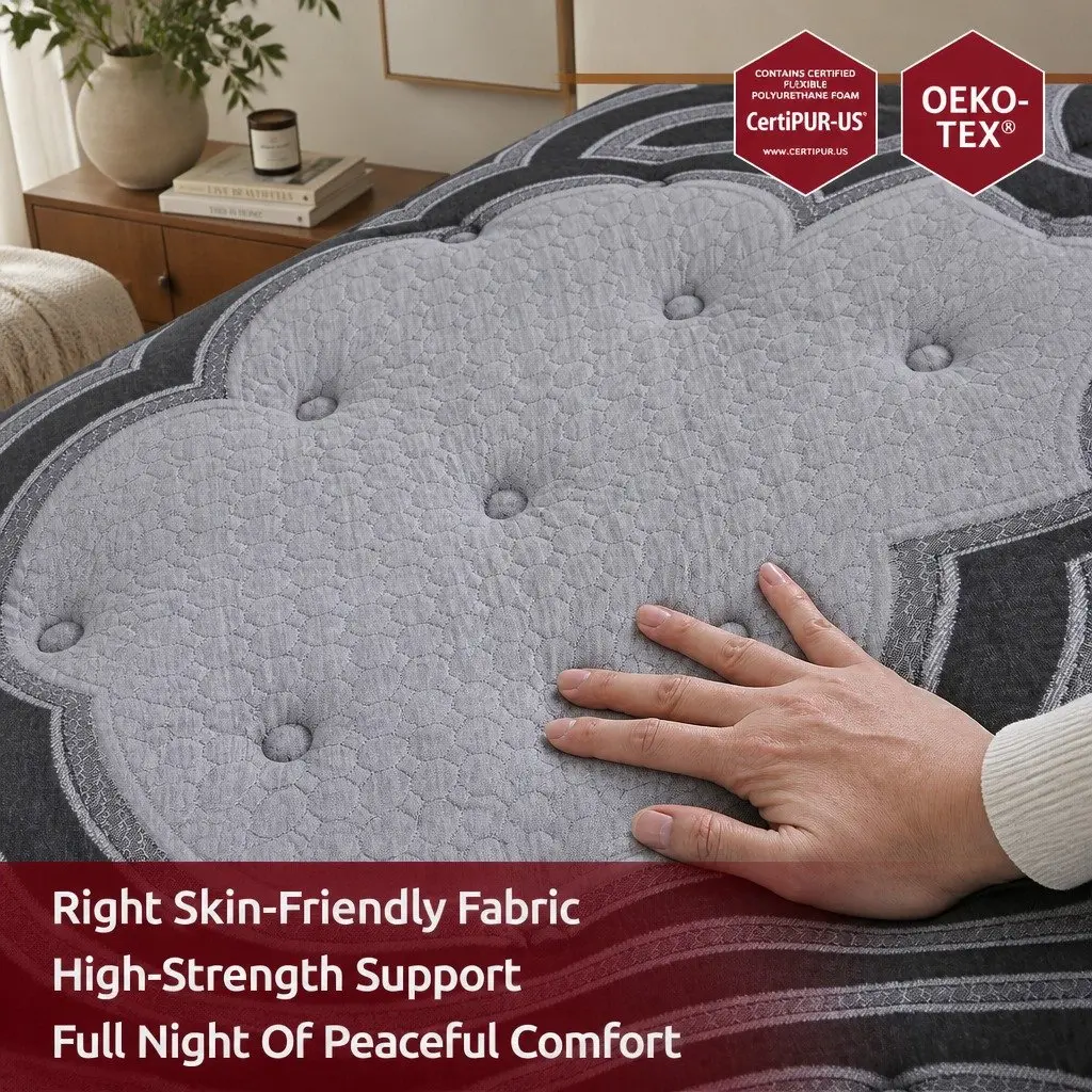 King Single Mattress Extra Firm 34cm 5-Zone Pocket Spring Latex Memory Foam Grey Black