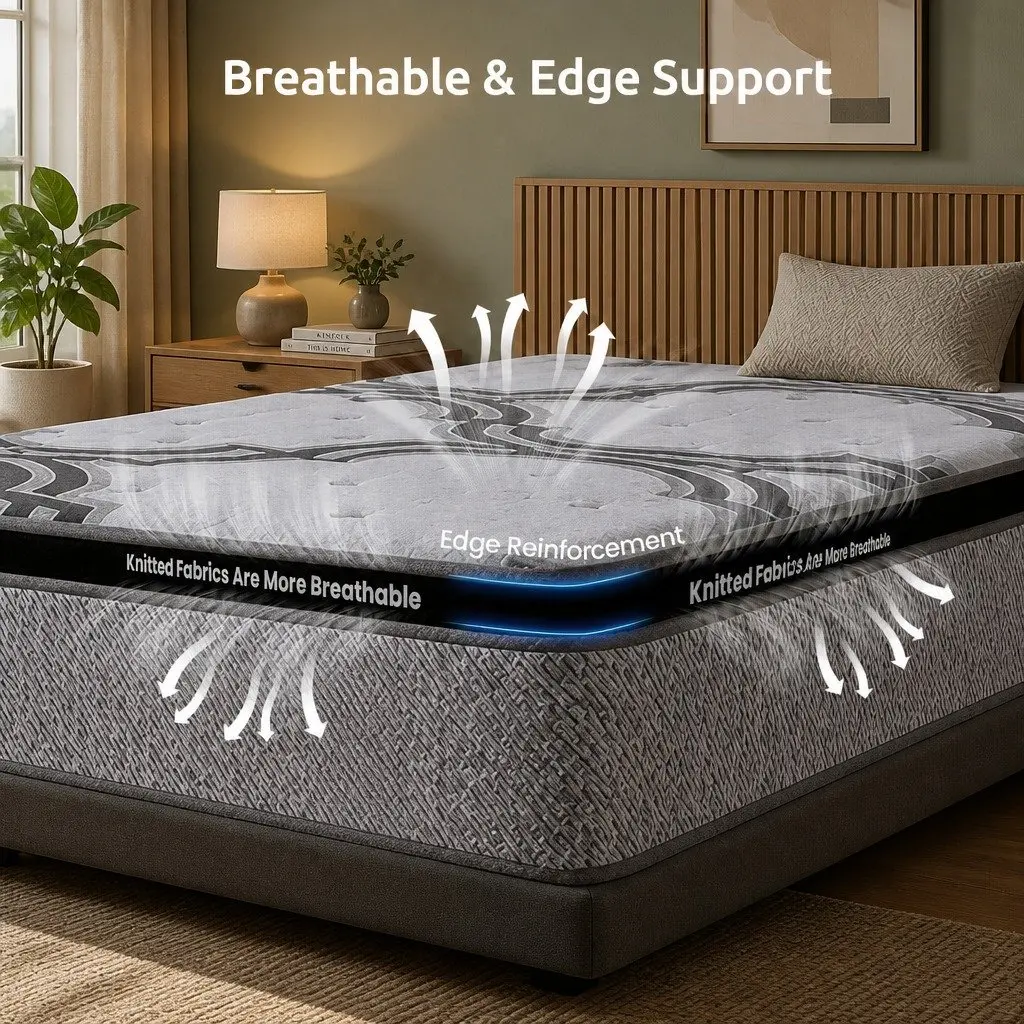 King Single Mattress Extra Firm 34cm 5-Zone Pocket Spring Latex Memory Foam Grey Black