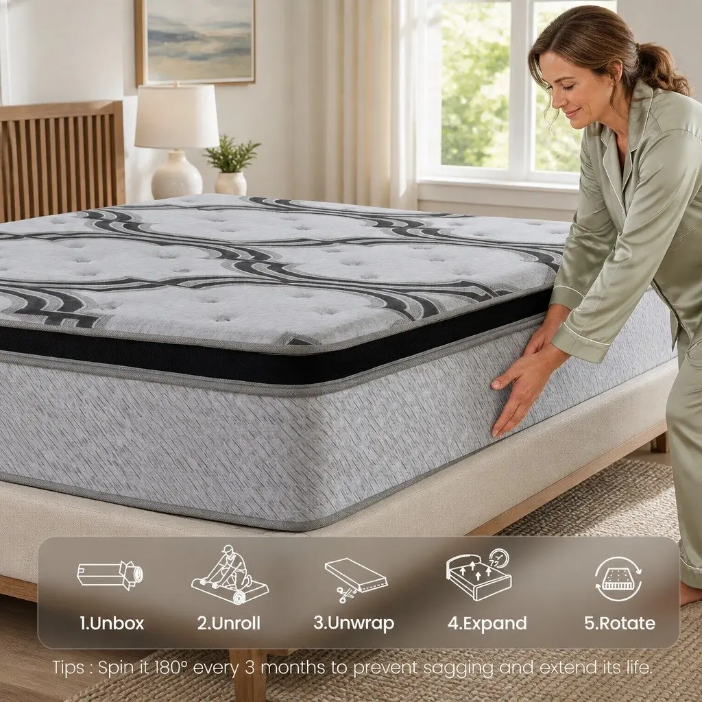 Single Mattress Extra Firm Support 34cm Grey